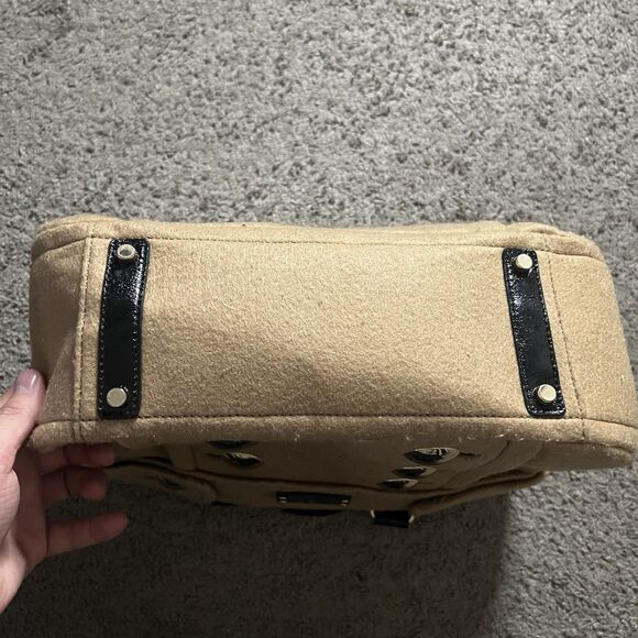 Kate Spade Tote Bag Brown Wool Studs One Shoulder - Picture 6 of 8